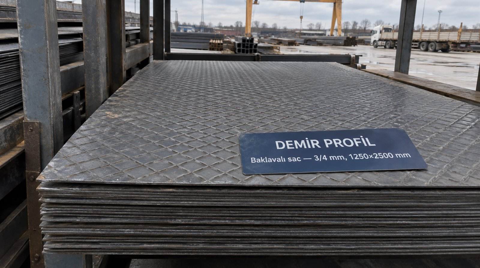 Baklavalı sac 3/4 mm, 1250×2500 mm, açık saha profil stoğunda