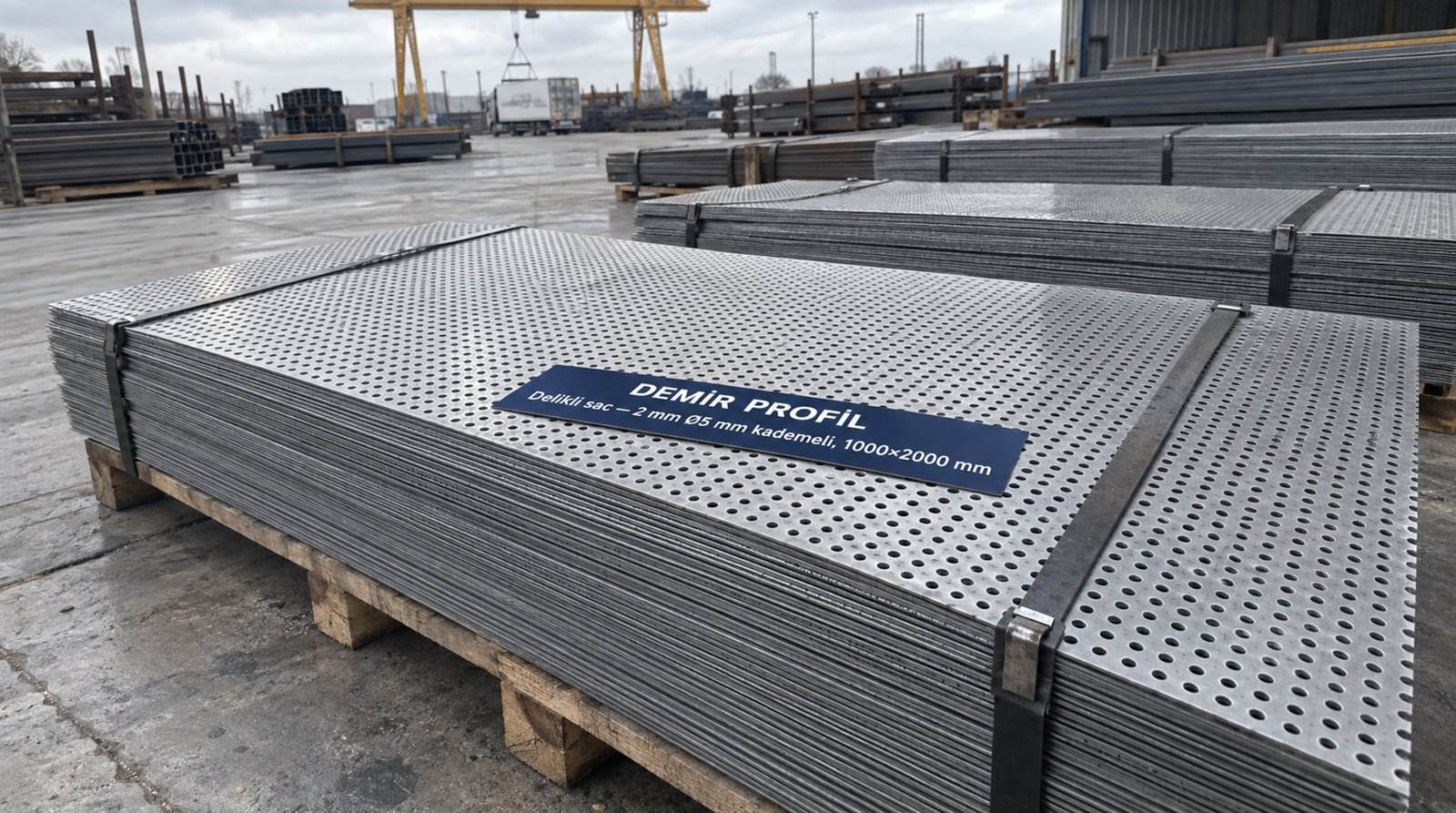 Delikli sac 2 mm Ø5 mm kademeli, 1000×2000 mm, açık saha profil stoğunda