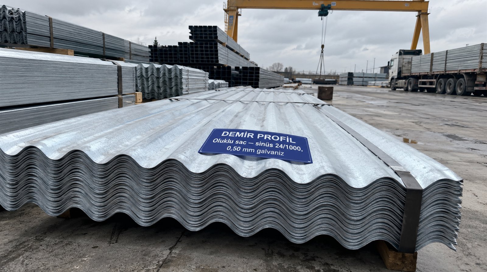 Oluklu sac sinüs 24/1000, 0,50 mm galvaniz, açık saha profil stoğunda